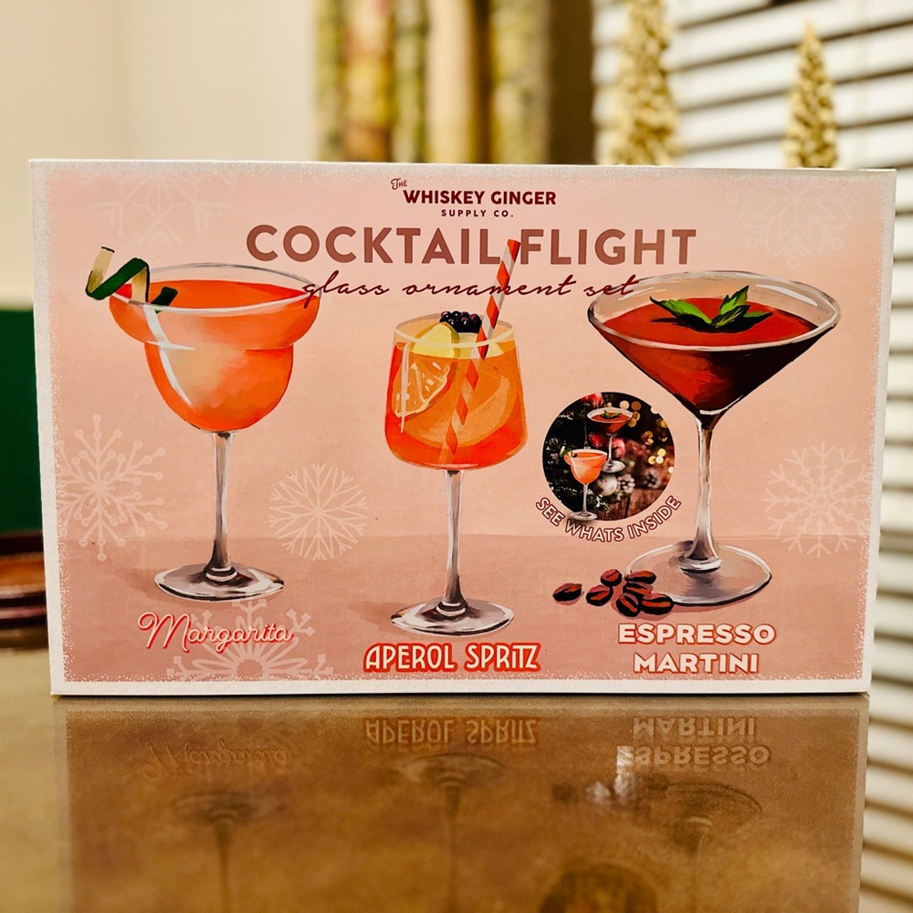 Whiskey Ginger Cocktail Flight Ornament Set